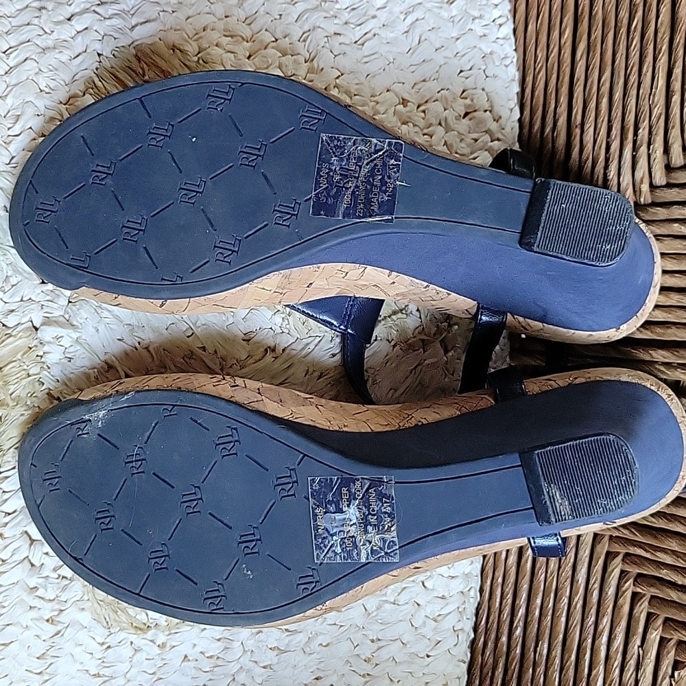 Lauren Ralph Lauren Naris, blue thong wedge sandal, 9B - Picture 7 of 12